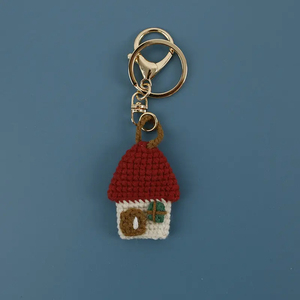 Crochet café dinosaure maison coeur banane breloque porte-clés <span class=keywords><strong>fait</strong></span> à la <span class=keywords><strong>main</strong></span> Mini mignon forme <span class=keywords><strong>laine</strong></span> tricoté tissé poupée sac accessoires cadeau - Product Image 4