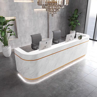 Meubles de bureau en gros, bureau de réception moderne minimaliste blanc laqué, comptoir de réception, comptoir de bar avant pour studio d'influenceurs
