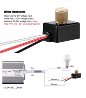 Variateur de lumière LED PWM basse tension 12-24V, design moleté multicolore, pour bandes LED, lampes 12/24V/halogènes (basse tension)