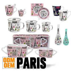 Fabricants fournisseur conception d'impression personnalisée en céramique tasse personnalisée de New York, tasse de Londres, tasse souvenir touristique en émail de <span class=keywords><strong>Paris</strong></span> - Product Image 4