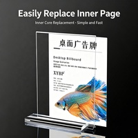 Support de signalisation de table en acrylique transparent double face avec logo personnalisé, format A4, pour affichage publicitaire de bureau, menu de conférence