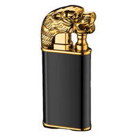 Torche Butane en Métal à Tête de Tigre, Allumage Coupe-Vent, Allume-Cigarette Rechargeable à Double Flamme, Cadeau pour Homme
