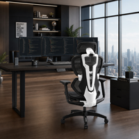 Chaise de Gaming Ergonomique en Maille avec Accoudoirs 4D Exosquelette Mecha, Siège Coulissant, Piston à Gaz Classe 4, Base en Nylon, Chaise de Bureau Informatique