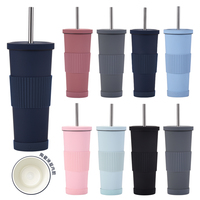 Tasse à thé au lait en acier inoxydable à isolation sous vide 830 ml, avec revêtement en céramique, antidérapante, portable, avec paille, sans BPA, maintien thermique 6-12 heures