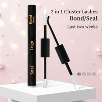Colle et Scellant 2-en-1 pour Cils, Double Embout 10ml, pour Cils en Grappe, Fixation Forte, Séchage Rapide, Longue Durée, Qualité Professionnelle, Yeux Sensibles
