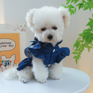PETCIRCLE Ropa de Primavera/Verano para Mascotas: Conjuntos para Perros y Gatos, Falda Vaquera con Doble Mariposa - Product Image 2