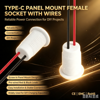 Conector de Carga USB-C con Panel Tipo C Blanco LN-006, LED de Doble Color, con Cable PH 2.0 de 15CM, 24AWG