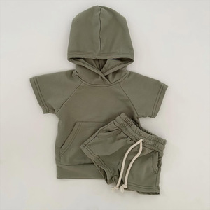 Ensemble de sweat-shirt en coton French Terry personnalisé pour enfants, sweat-shirt à manches courtes et short pour tout-petits, vêtements de maison pour enfants - Product Image 3