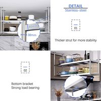 Étagère suspendue au plafond en acier inoxydable supports flottants support de casserole pour mur étagères de rangement à 2 niveaux organisateur support de fleur support
