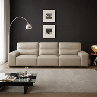 Canapé d'angle en cuir véritable sur mesure à trois places, en forme de L, avec dossier réglable en éponge antibactérienne, pour appartement ou hôtel