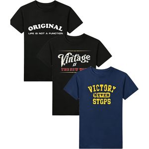 FOXA Men's 3 <b>Pack</b> Vintage Graphic <b>T</b>-<b>Shirts</b> Short Sleeve Cotton Crew Neck Casual Letter Print Unisex Tops - Product Image 1