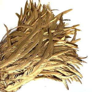 Plumas de <span class=keywords><strong>Gallo</strong></span> Pintadas en Oro Metálico de 40-45 cm al por Mayor para Diseño de Disfraces de Carnaval - Product Image 2