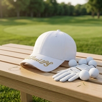 Topi Baseball 6 Panel Putih Custom Bordir 3D Bahan Katun Twill dengan Gesper Pengatur untuk Golf
