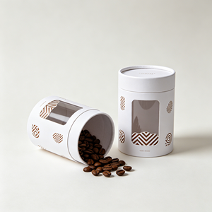 OEM Cylinder Cardboard <b>Box</b> With Visible Window Custom Design For Coffee Bean Brand <b>Packing</b> Shop Display Use - Product Image 5