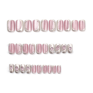 30 Piezas de <span class=keywords><strong>Uñas</strong></span> Acrílicas de Alta Calidad con Diseño de Ojo de Gato en <span class=keywords><strong>Color</strong></span> <span class=keywords><strong>Morado</strong></span>, <span class=keywords><strong>Uñas</strong></span> Postizas con Cuentas de Burbuja, Venta al por Mayor con Empaque en Cajas - Product Image 4