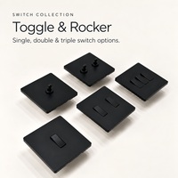 Sakelar Lampu Toggle Hitam Matte Standar Inggris Mewah Tahan Api PC Tahan Lama Warna Hitam Terbaru untuk Interior Hotel