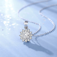 Parure de bijoux en argent sterling S925 avec moissanite, motif tournesol, collier et boucles d'oreilles fleur flèche 8-en-8, adaptée aux femmes