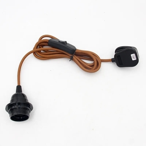 Câble en <span class=keywords><strong>tissu</strong></span> avec prise UK 220V, douille E27, cordon d'alimentation flexible pour luminaires domestiques - Product Image 4