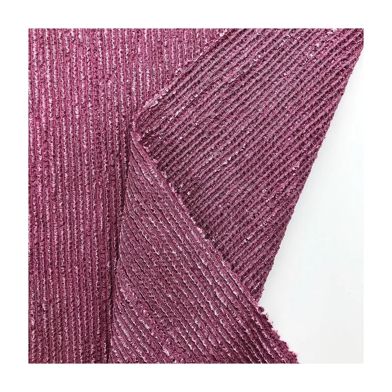 New trends shiny Slight twist Vertical bar 99%polyester 1%spandex piece dyed 3D jacquard warp knitting fabric for clothing