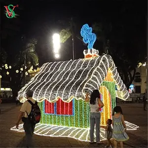 3M 4M beleuchtete bunte LED Torbogen Lebkuchen haus Seil Motiv Licht für Weihnachts ferien Dekoration