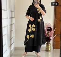 Demi-manches femmes modeste imprimé floral costume décontracté pantalon indien cordon ensemble bureau vacances porter en gros cordon ensemble coton grande taille
