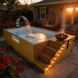 Piscina Elevada con Plataforma de Madera y Sección de Jacuzzi Integrada para Relajación - Product Image 3