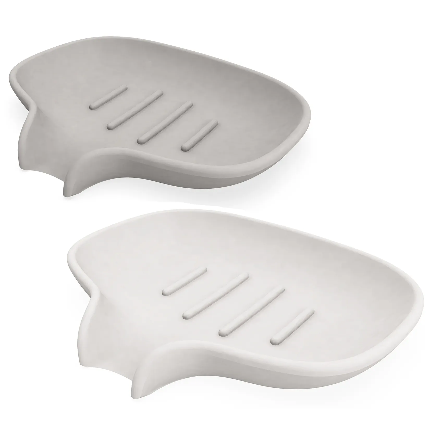 Set of 2 Silicone Soap Dish for Bathroom Bar Soap Holder for Shower with Draining Tray Waterfall Soap Tray for Kitchen Sink