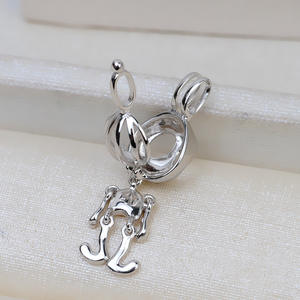 Colgante de Plata S925 con Diseño de Monstruo de Halloween, Estilo Europeo Americano, Perla No Porosa de 5-6mm, Insumos para Joyería DIY, Jaula Semiterminada - Product Image 3