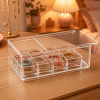 Boîte de rangement transparente en acrylique Calic avec couvercle coulissant, 10 compartiments, pour accessoires de figurines, taille personnalisée, vente en gros OEM