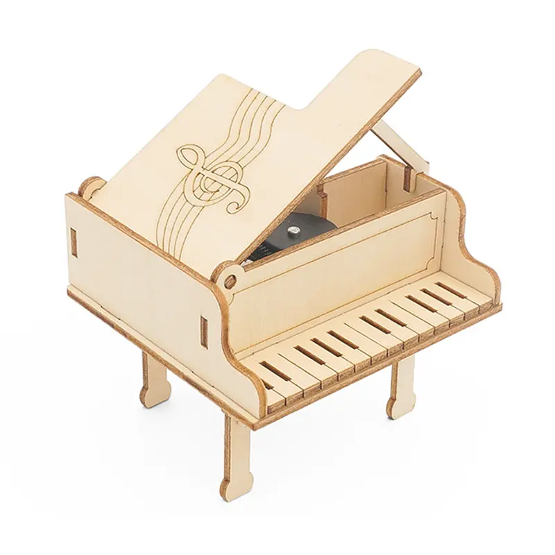 Diy-Technologie Piano Muziekdoos Houten Puzzelmodel Assemblage Wetenschap Speelgoed Handgemaakt Wetenschappelijk Experiment Gereedschapskits Voor School