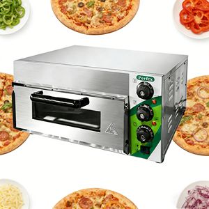 Horno Eléctrico para Pizza de Encimera EPO-1S 2000W, Horno para Pizza de Acero Inoxidable con Termostatos Dobles y Temporizador - Product Image 1