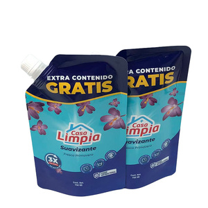 Pochette debout en plastique PE de 750ml avec logo personnalisé sac aspétique étanche avec bec verseur pour détergent à lessive liquide - Product Image 1