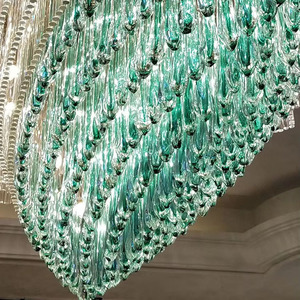 Lusso personalizzato contemporaneo lampadario in vetro a LED per interni di grandi dimensioni lungo decorativo per Hall <span class=keywords><strong>Hotel</strong></span> sala banchetti - Product Image 5