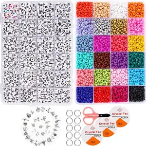 Chuyên nghiệp Bead nhà sản xuất bán trẻ em DIY Glass Bead Set vòng đeo tay Glass Beads Kit cho vòng đeo tay dây chuyền làm