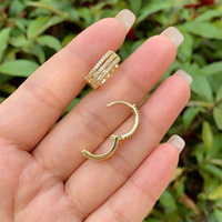 Boucles d'Oreilles en Cuivre et Zircon Plaqué Or 18K, 1 Paire, Élégante, Style Vintage, Géométrique, Forme de Coeur Rond, Incrustation