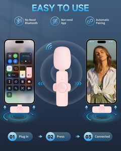 ไมโครโฟนไร้สายขนาดเล็ก 2.4G แบบหนีบปกเสื้อ สำหรับ TikTok YouTube <span class=keywords><strong>Facebook</strong></span> ไลฟ์สด วิดีโอบล็อก บันทึกวิดีโอ - Product Image 4