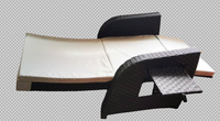 Chaise longue d'extérieur en rotin avec dossier réglable, chaise de jardin en osier PE avec coussin pour balcon et terrasse