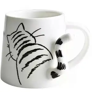 Zigifts Nieuwe Schattige Kat Luxe Keramische Creatieve Gepersonaliseerde Kerstkoffie Met Logo Kinderen Mok Paar Cartoon Water Beker