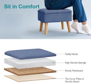 BRIAN DANY <strong>Velvet</strong> Teddy Fleece Storage Ottoman <strong>Footstool</strong> with Legs Home Furniture for Living Room Entryway Office <strong>Blue</strong> - Product Image 4