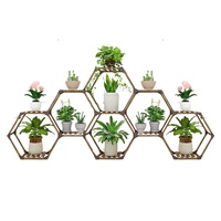Support de Plantes Hexagonal en Bois d'Eucalyptus Écologique pour Intérieur avec Trous de Drainage, Auto-Arrosage, Créatif et Réglable pour la Maison