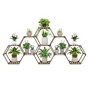 Support de plantes hexagonal d'intérieur pour plusieurs plantes, support de fleurs créatif réglable pour salon, balcon, patio, fenêtre - Product Image 1