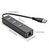 Hub USB 3.0 en aluminium Xput à 3 ports avec adaptateur réseau Ethernet Gigabit RJ45, hub multiport USB pour ordinateur portable, ordinateur de bureau