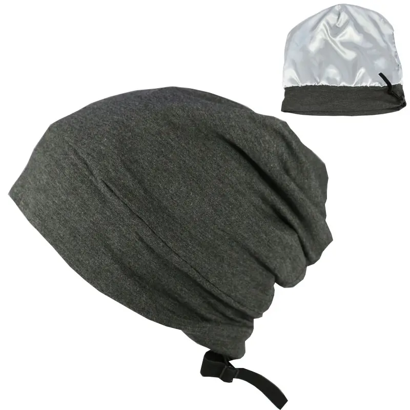 Penutup Rambut Bonnet Satin Sleep Cap - Adjustable Tetap Pada Sutra Berjajar Beanie untuk Tidur Malam Topi