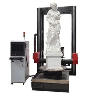 Máquina de grabado de enrutador CNC de 4 ejes de escultura de piedra para columna de granito de piedra de 1000mm de diámetro