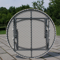 Tables pliantes rondes en plastique blanc de 6 pieds pour 10 personnes, idéales pour les banquets, les hôpitaux, les repas et les événements extérieurs - Vente en gros