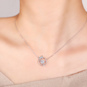 Venta Directa de Fábrica, Collar con Colgante de Plata de Ley 925, Sin Deslustre, con Circonita Cúbica Redonda 3A, para Mujer - Product Image 4