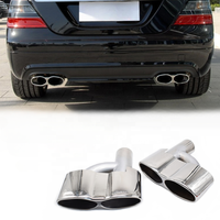 SYPES Argent Acier Inoxydable Silencieux Embout Échappement Embout Tuyau D'échappement Pour Benz W221 S300 S350 S500 S600 Modifier S65