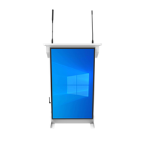 Lutrin de podium multimédia de promotion avec podium intelligent d'écran avant de 43 "avec podium numérique de microphone sans fil