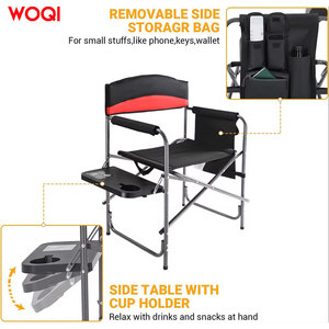 Silla Plegable para Exteriores Woqi, Silla de Director de Aluminio con Mesa, Silla de Jardín Roja, Silla Plegable Portátil para Camping - Product Image 4