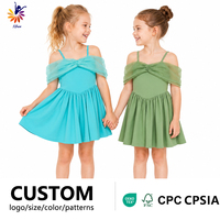 Ropa Deportiva Infantil Certificada por CPC y CPSIA, Vestido Deportivo para Niñas, Tela de Yoga, Ropa Escolar, Falda Circular, Nuevo Conjunto